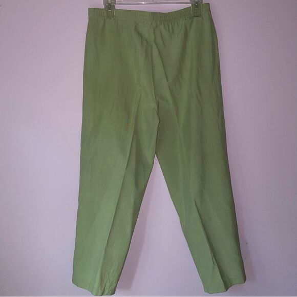 Vintage 100% Silk Trousers L Green Draw String Pull On Pants - Picture 6 of 8